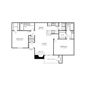 the floor plan for a two bedroom apartment at The Richmond