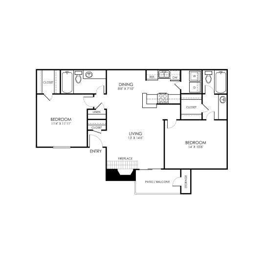 the floor plan for a two bedroom apartment at The Richmond